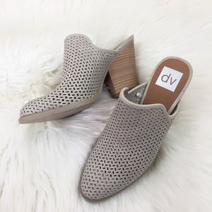 DOLCE VITA Grey Chunky Heels Closed Toe Mules